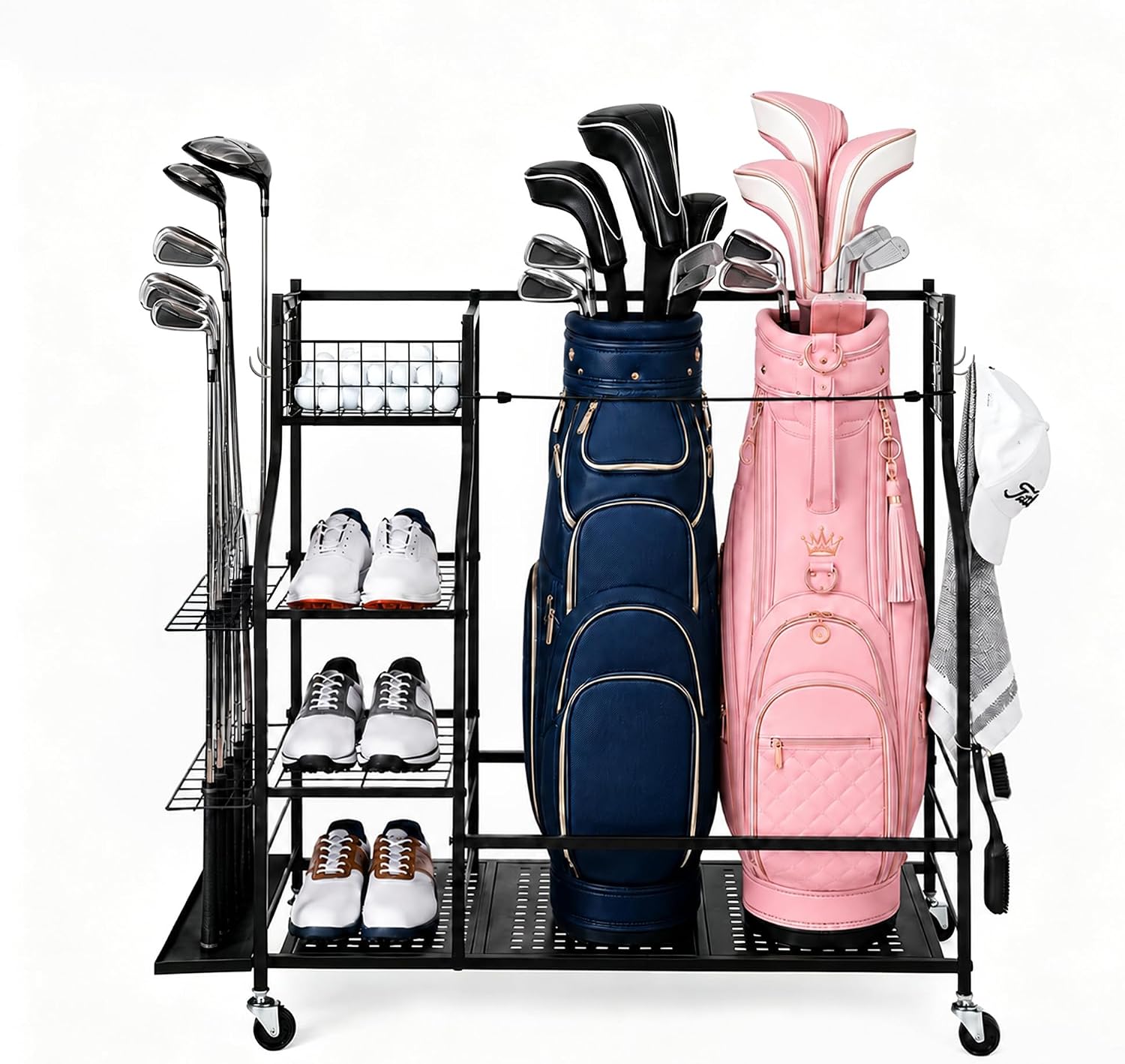 Golf Equipment Garage Organizer - 캐스터 휠이 있는 차고용 헤비듀티 골프백
