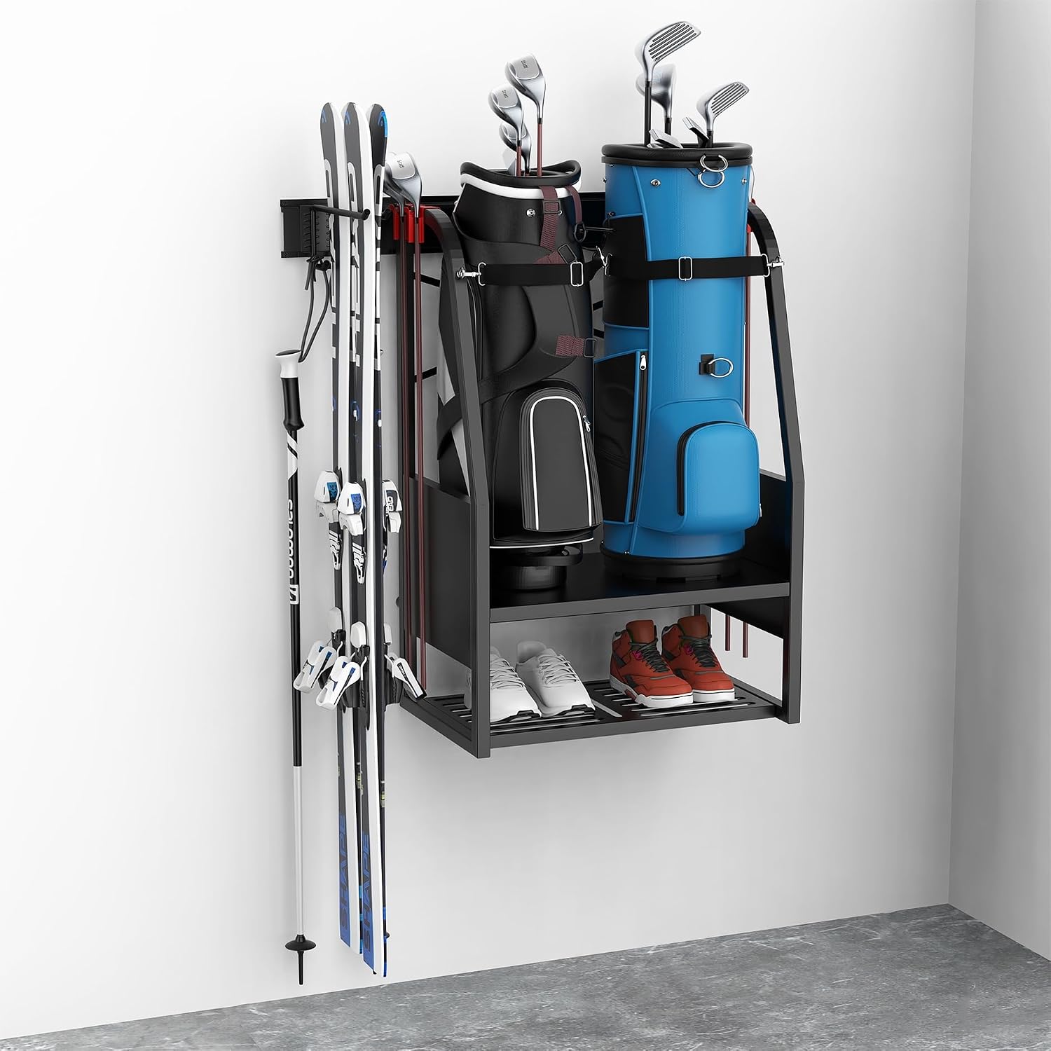 Golf Equipment Garage Organizer - 벽걸이형 골프백 정리대, 헤비듀티 이중 골프백