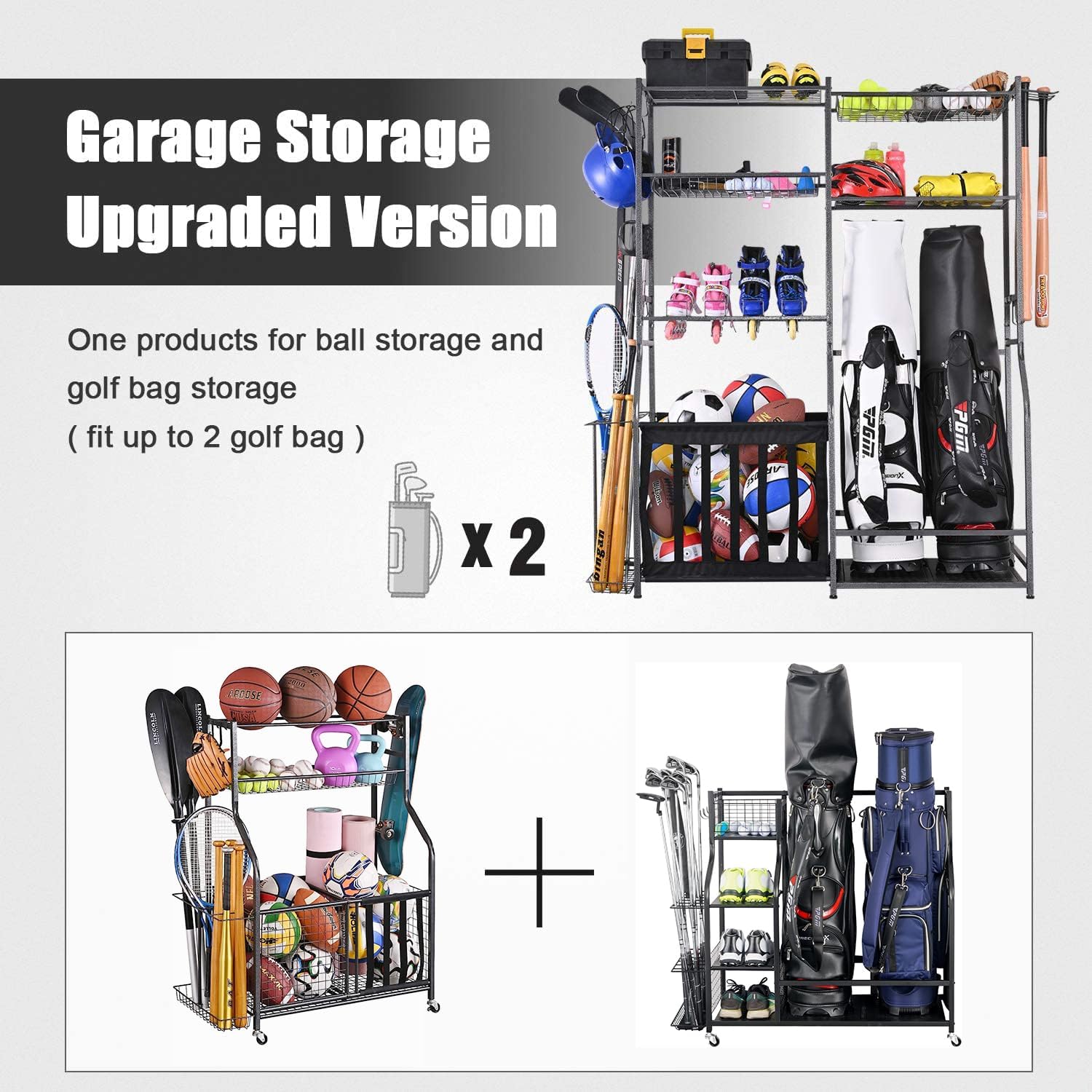차고 스포츠 장비 보관 스탠드, 골프백 2개 정리대,  - Golf Equipment Garage Organizer 리뷰 및 가격