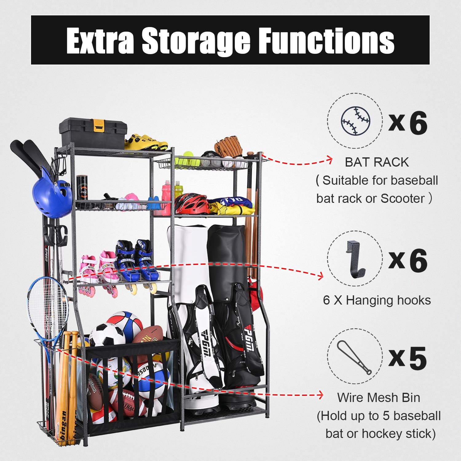 차고 스포츠 장비 보관 스탠드, 골프백 2개 정리대,  - Golf Equipment Garage Organizer 리뷰 및 가격