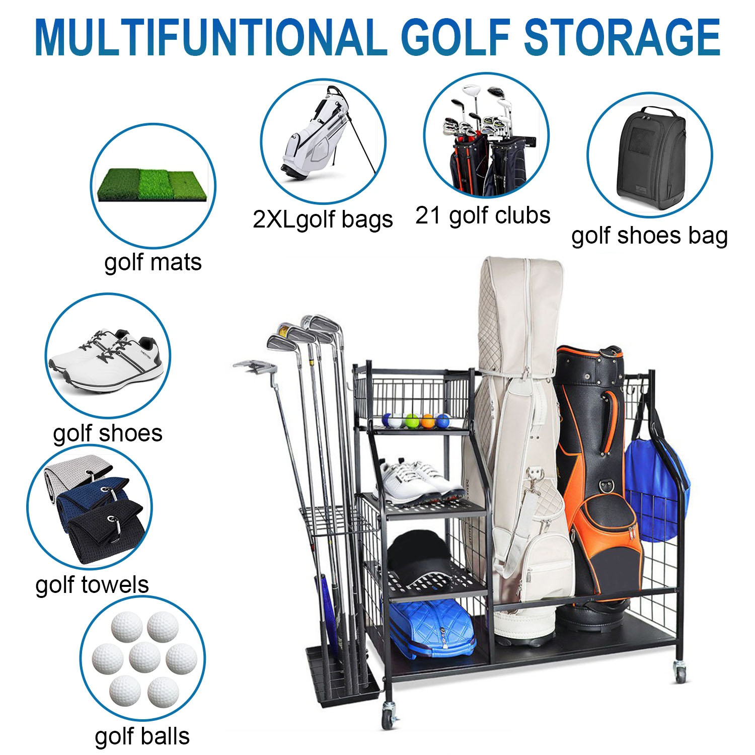 골프 가방 보관 차고 주최자 랙 2개의 스포츠 가방 및 - Golf Equipment Garage Organizer 리뷰 및 가격
