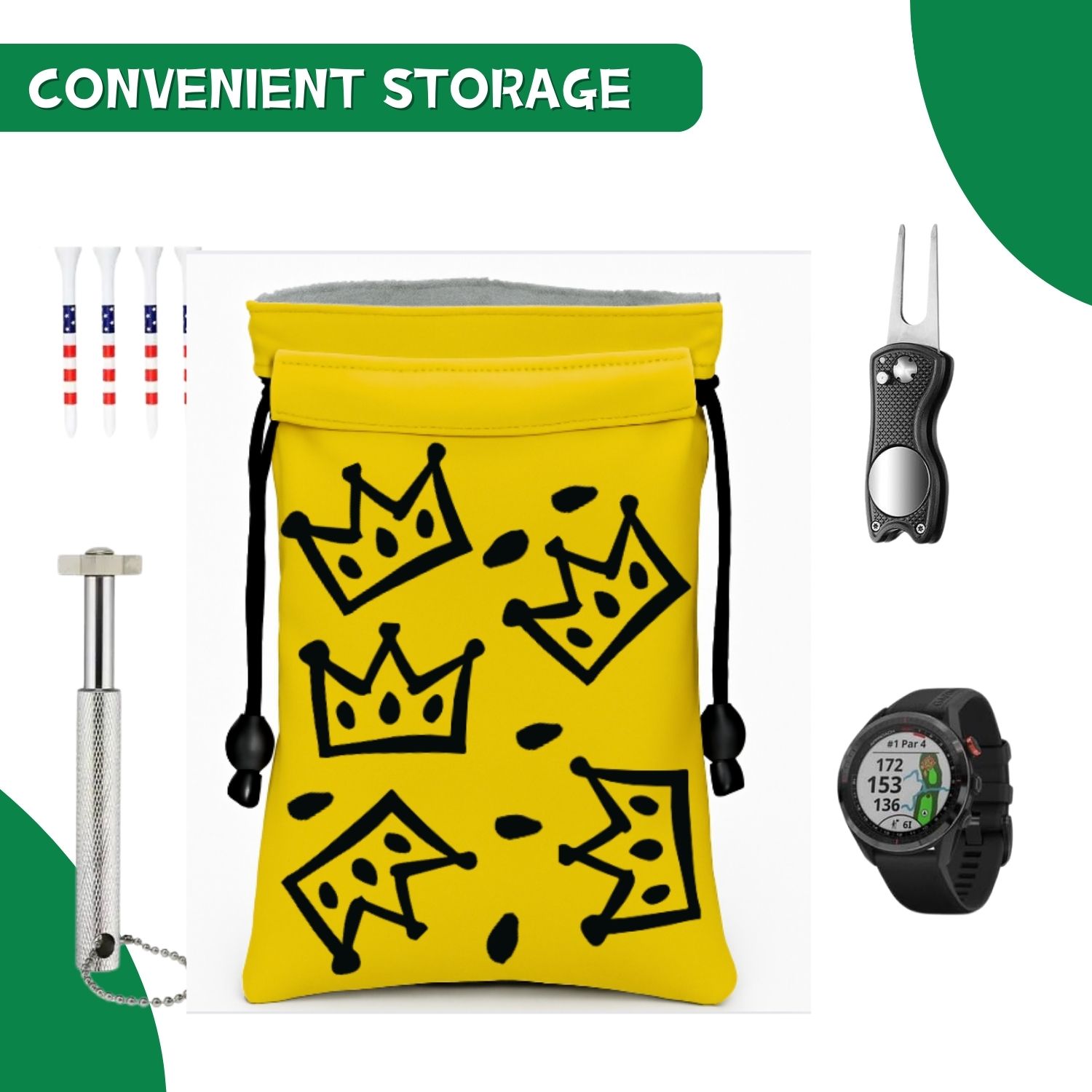 크라운 골프 귀중품 가방, 재미있는 골프 귀중품 파우치 - Golf Equipment Drawing 리뷰 및 가격