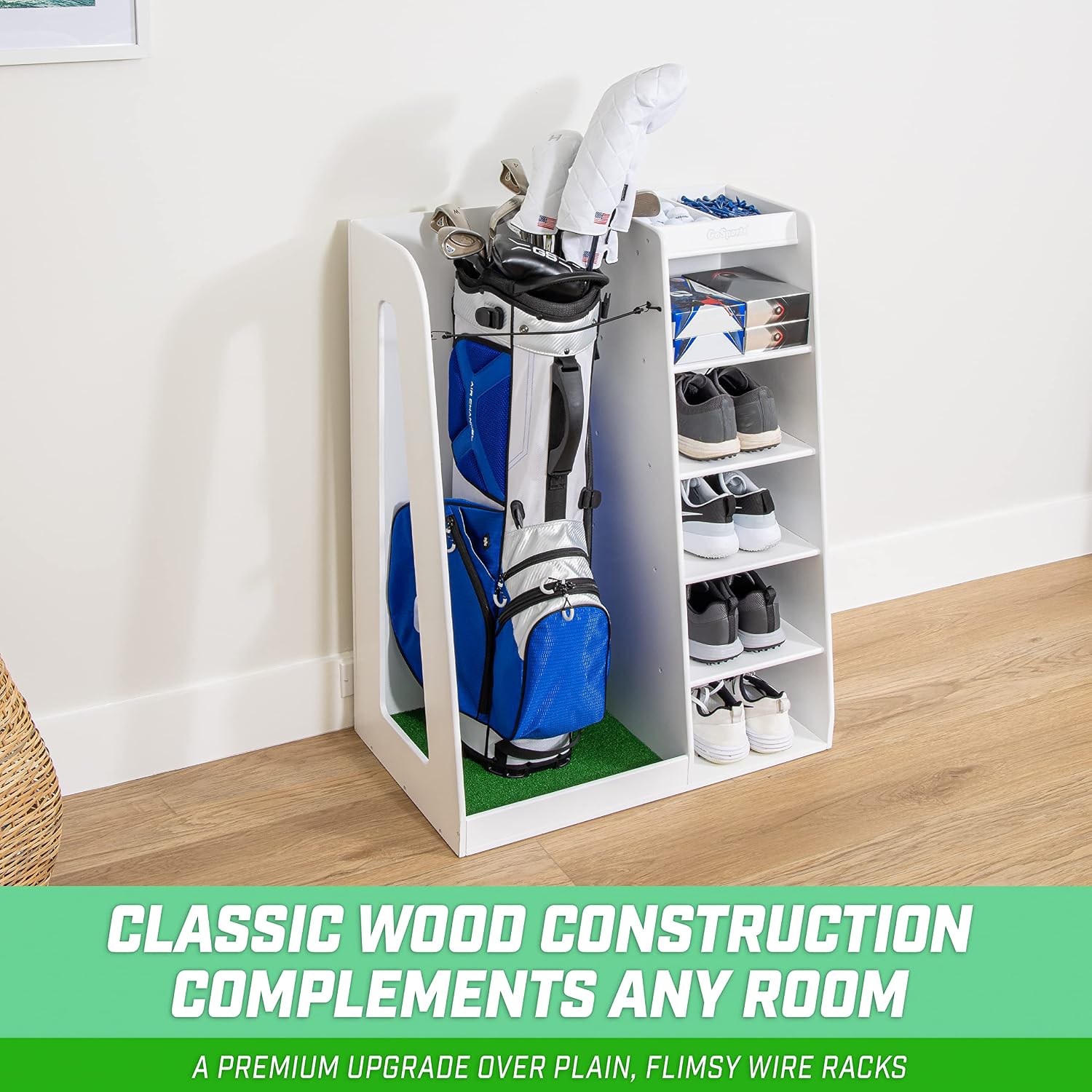 프리미엄 원목 골프백 보관 랙 및 차고 정리대, 고하중 - Golf Equipment Garage Organizer 리뷰 및 가격