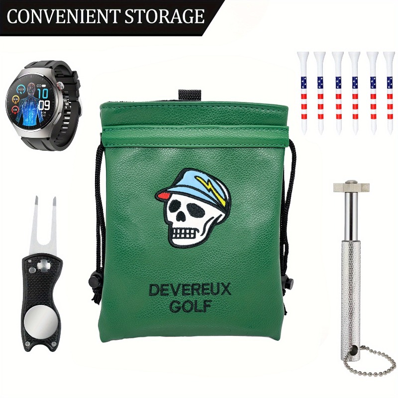 조임끈이 달린 휴대용 그린 골프 귀중품 가방, 골프공  - Golf Equipment Drawing 리뷰 및 가격