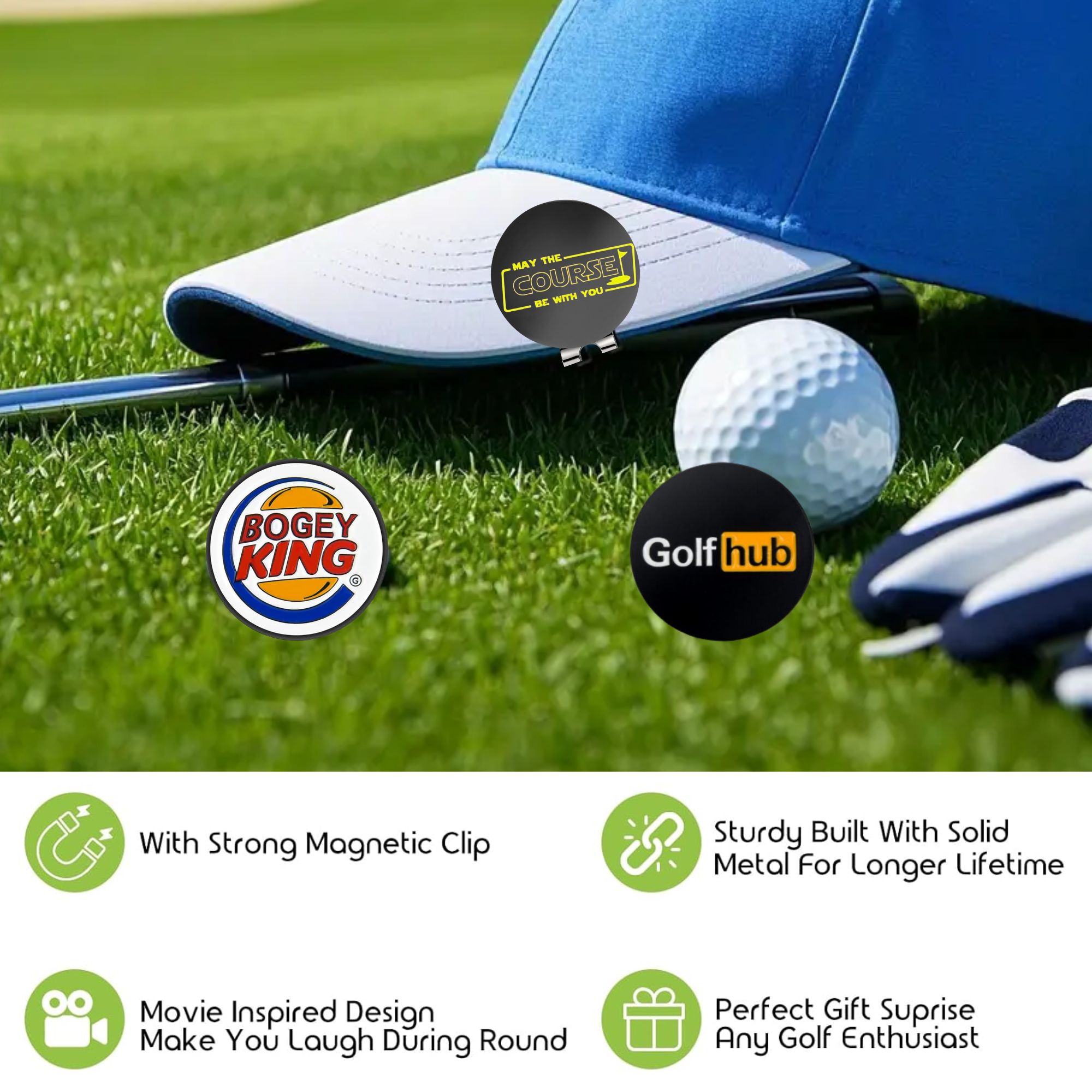3개의 재미있는 골프 볼 마커와 표준 자석 모자 클립이 - Golf Ball Premium 리뷰 및 가격