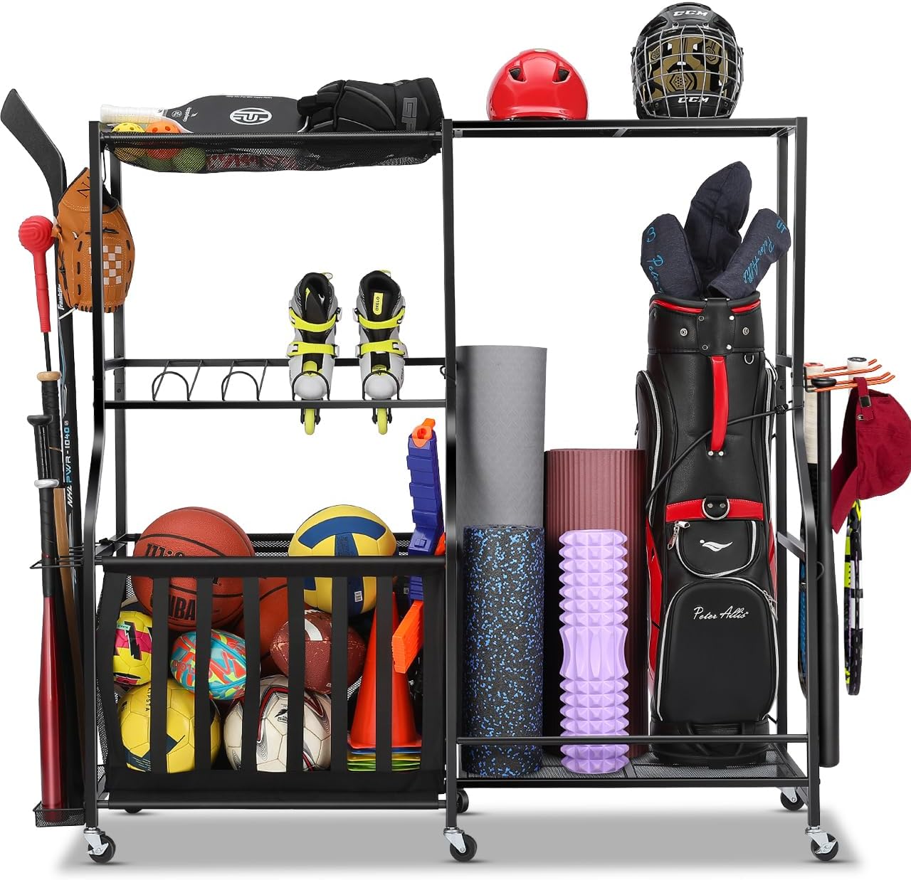 바퀴 달린 차고 스포츠 장비 정리함, 골프백 보관 랙, - Golf Equipment Garage Organizer 리뷰 및 가격